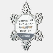 会計士パーソナライズされた計おもしろい素晴らし理士 スノーフレークピューターオーナメント (右)