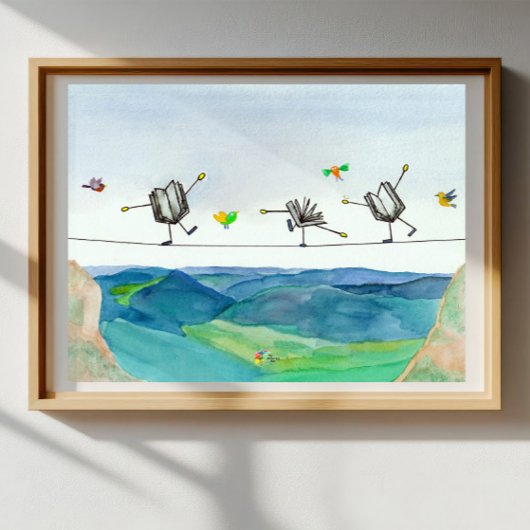 会計士ポスターアートタイトロープのブックバランス ポスター