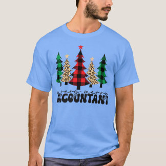 会計士メリークリスマスツリー水牛の格子状輪 Tシャツ