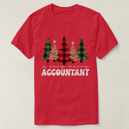 会計士メリークリスマスツリー水牛の格子状輪 Tシャツ (デザイン正面)
