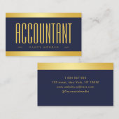 会計士モダンネイビーブルーと金ゴールド 名刺 (正面/裏面)
