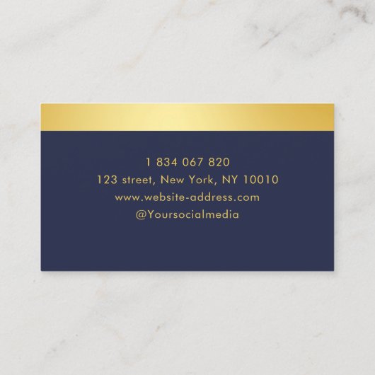 会計士モダンネイビーブルーと金ゴールド 名刺 (裏面)