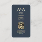 会計士モダンプロフェッショナルモノグラムブルー金ゴールド 名刺 (裏面)