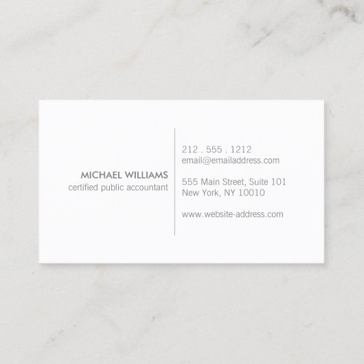 会計士モダン、会計グレー/白 名刺 (裏面)