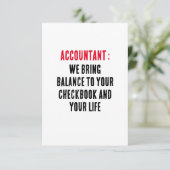会計士私たちはあなたの小切手帳にバランスを取り サンキューカード (スタンド正面)