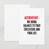 会計士私たちはあなたの小切手帳にバランスを取り サンキューカード (正面/裏面)
