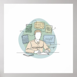会計士、シンプル一ミニマル行アート連続 ポスター