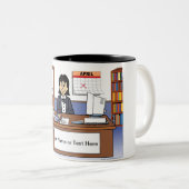 会計士、ブックキーパー – 女性の漫画 ツートーンマグカップ (正面右)