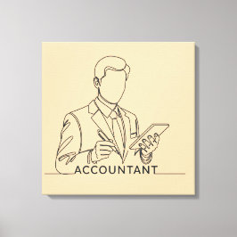 会計士、単線アート、文字とカラー キャンバスプリント