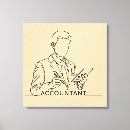会計士、単線アート、文字とカラー キャンバスプリント (正面)