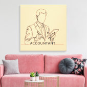 会計士、単線アート、文字とカラー キャンバスプリント (インサイチュ (リビング))