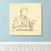 会計士、単線アート、文字とカラー キャンバスプリント (インサイチュ (ウッドフロア))
