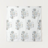 会計士、単線アート、文字と小さな色 タペストリー (正面(横))