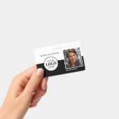 会計士 従業員ID 写真 QR 黒白 ロゴ バッジ (手持ち)