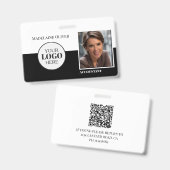会計士 従業員ID 写真 QR 黒白 ロゴ バッジ (正面&裏面)