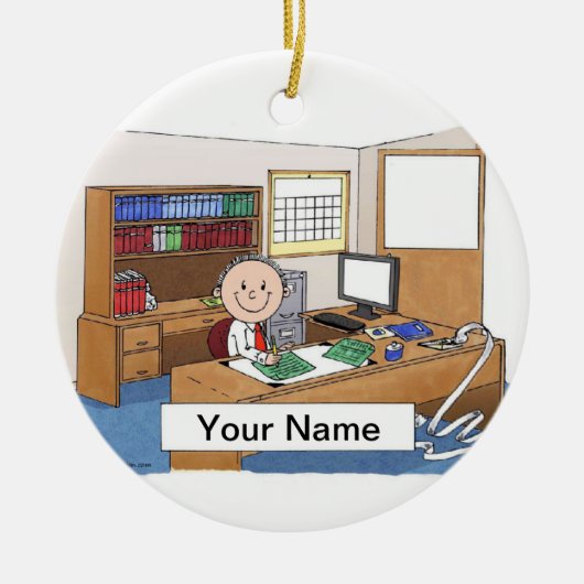 会計士-男性 セラミックオーナメント (正面)