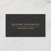 会計士CPAレザーフェイク金ゴールドタイポグラフィブラック 名刺 (正面)