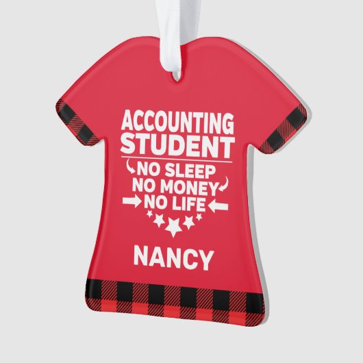 会計学生No睡眠お金の生活をパーソナライズ オーナメント (正面)