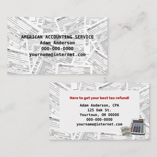 会計税務サービス1040型枠 名刺 (正面/裏面)