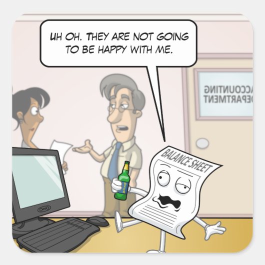 会計飲バランスシートパニーステッカー スクエアシール (正面)