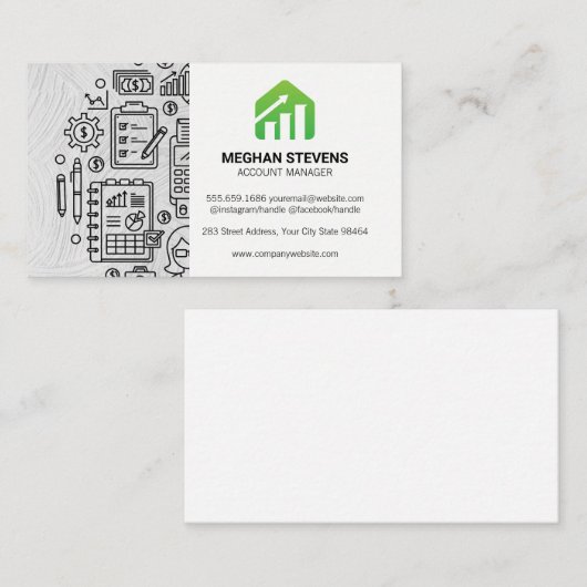 会計 | グラフの成長のロゴ 予約カード (正面/裏面)