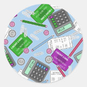 会計/会計士をテーマにしたパターン ラウンドシール (正面)