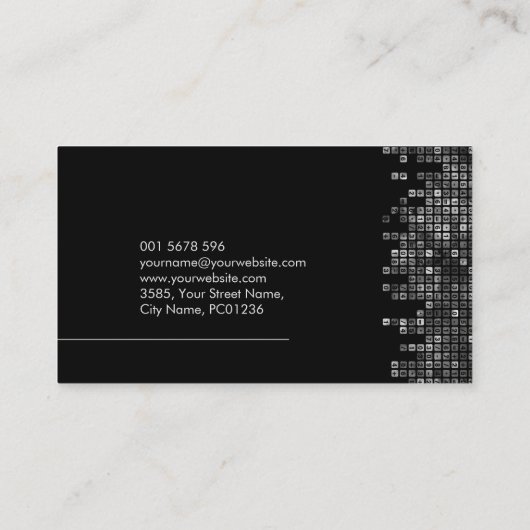 会計-抽象芸術グレースケール番号 名刺 (裏面)