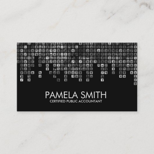 会計-抽象芸術グレースケール番号 名刺 (正面)