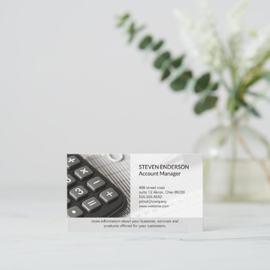 会計 | 貨幣管理 | 電卓 名刺 (スタンド正面)