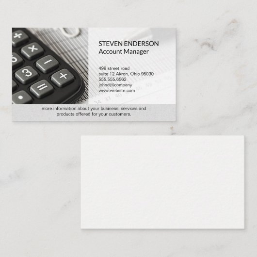 会計 | 貨幣管理 | 電卓 名刺 (正面/裏面)