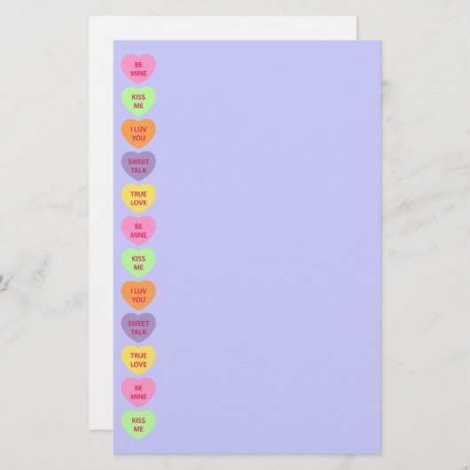 会話のハートキャンデーのバレンタインの文房具 便箋 (正面/裏面)