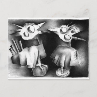 会話をしている鳥が二人いる。 ポストカード