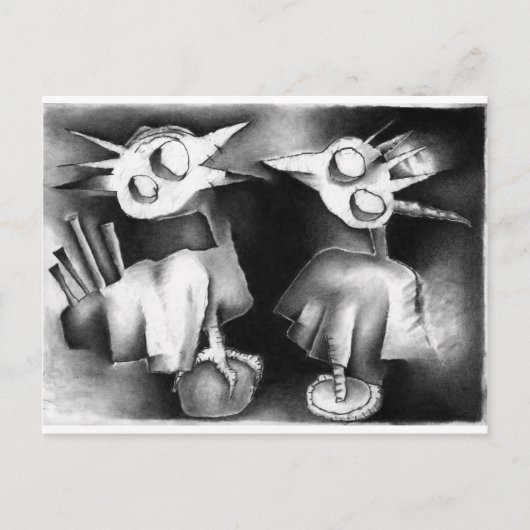 会話をしている鳥が二人いる。 ポストカード (正面)