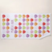 会話ハートパーソナライズされたビーチタオル ビーチタオル (正面)