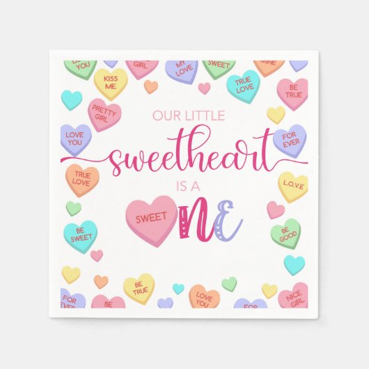 会話ハート1stバースデーナプキンス スタンダードカクテルナプキン (正面)