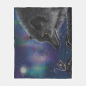 会話：お洒落狼とマウス フリースブランケット (正面)