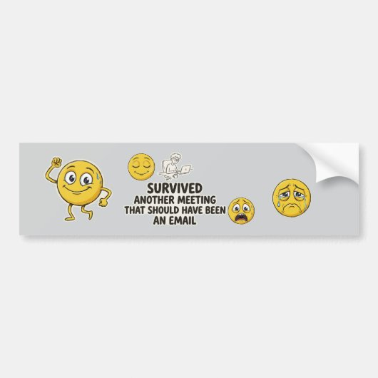 会議に生き残った Funny Bumper Sticker バンパーステッカー (正面)