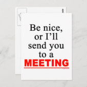 会議に送るぞ 皮肉なオフィスユーモア ポストカード (正面/裏面)