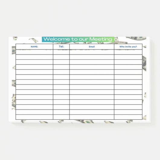会議へようこそ ポストイット (正面)