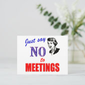 会議オフィスのユーモアの女性にノーと言う ポストカード (スタンド正面)