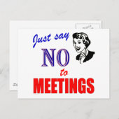 会議オフィスのユーモアの女性にノーと言う ポストカード (正面/裏面)