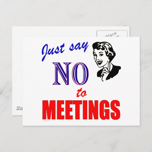 会議オフィスのユーモアの女性にノーと言う ポストカード (正面/裏面)
