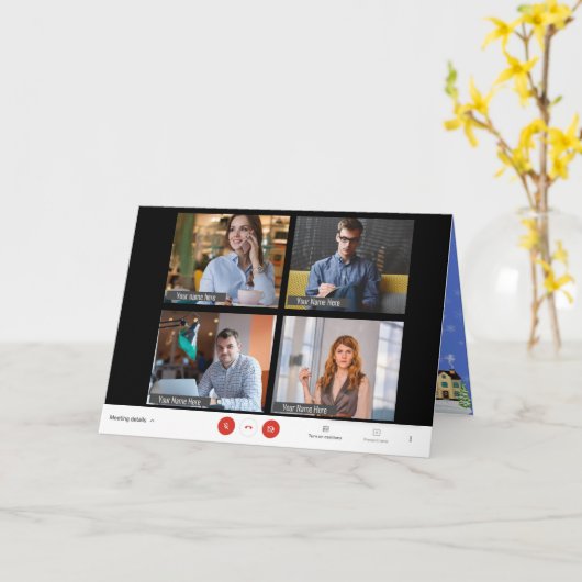 会議オンラインおもしろい写真クリスマスホリデーをズーム カード (黄色い花)