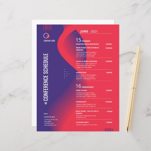 会議スケジュールチラシテンプレート (正面/裏面インサイチュ)