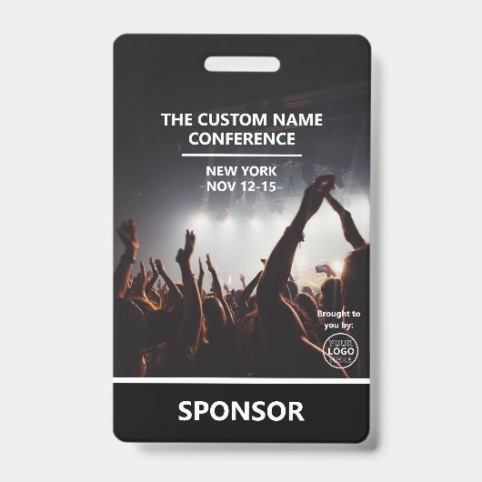 会議スポンサーアクセスパスQRコードカスタムロゴ バッジ (正面)