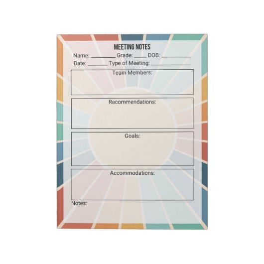 会議ノートメモ帳 – Sun ノートパッド (回転)