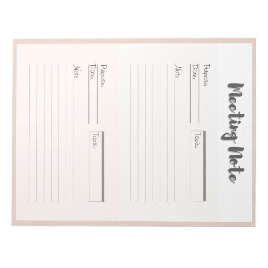 会議パーソナライズされたメモのメモ ノートパッド (正面)