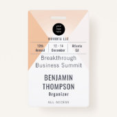 会議ビジネス企業のイベントオレンジ色のID名 バッジ (正面)