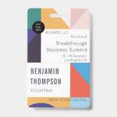 会議ビジネス企業のイベントカラフル名 バッジ (正面)