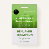 会議ビジネス企業のイベントグリーンフォト バッジ (正面)